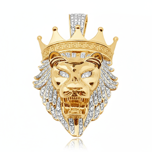 Roaring Lion Crowned Head Diamond Pendant. - Product Image 2