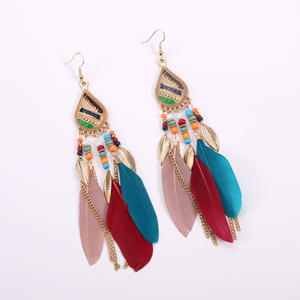 Pendientes de Plumas de Alta Gama Estilo Douyin con Borlas Largas Bohemias, Ganchos de Oreja Modernos para Chicas, Ideales para Fotos, Personalizados {Pendientes para Mujer} - Product Image 2