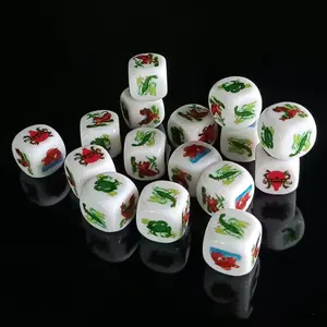 16mm 6d party game bet paper games funny fish shrimp crab gourd copper chick animal casino acrylic chinese dice