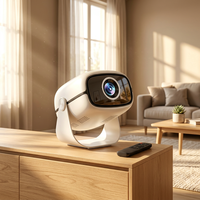 Projecteur Android compact 180 °   Base rotative, prise en charge native du décodage vidéo 4K, WiFi, BT, projecteur LED portable pour cinéma maison