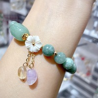 Pulseira de mianmar aventurina, feminina, alta qualidade, frisada, de moda, verde, pérola, jade, cristal, pulseira com pingente