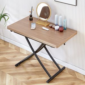 DB Modern Minimalist Black Metal <b>Lifting</b> <b>Table</b> with 0.8-Inch Wood Grain Process Sticker Desktop Multifunctional - Product Image 5