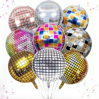 Ballons disco 4D irisés de bonne qualité, ronds, brillants, métalliques argentés, décorations de fête d'anniversaire, 22 pouces, ballon en feuille d'aluminium 4D