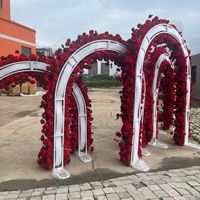 Nouvel ensemble floral circulaire en soie rouge écologique fait main pour arche, décoration de fond de scène de mariage et de fête, fleurs artificielles