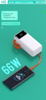 Power Bank Kapasitas Tinggi 30000mah Layar LED Digital Pengisian Cepat Tahan Air Kabel Ganda untuk Baterai Ponsel Grosir