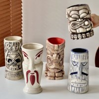 Mug Tiki Hawaïen Premium en Céramique, Tasse à Cocktail Crâne Zombie Pirate pour Bar, Fête, Restaurant, Cadeau, Vente en Gros, Ensemble Personnalisable avec Logo