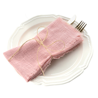 Serviettes en coton à franges et serviettes carrées texturées en gaze pour la maison, les mariages, les fêtes, la décoration de table raffinée de style occidental