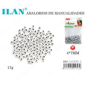 Perline Ilan per artigianato 4x7mm bianche con numeri neri 17g - Product Image 1