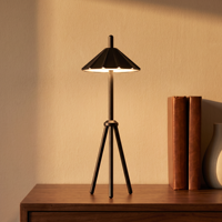Lampe de table LED décorative d'extérieur pour bistrot, trépied métallique personnalisé en usine, variateur tactile 3 niveaux, fonctionne sur batterie 5200 mAh