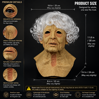 Masque en latex réaliste de vieil homme avec cheveux blancs, design pleine face rides prononcées pour Halloween, cosplay, fête - Fournisseur OEM
