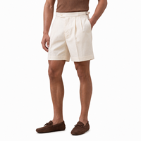 Shorts habillés sur mesure pour hommes en coton extensible à double pli, avec logo personnalisé, languettes latérales ajustables, sans ceinture, pour tenue décontractée