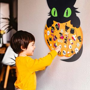 Decoración Colgante de Fieltro para Halloween, Diseño de Calabaza <span class=keywords><strong>y</strong></span> Gato Negro, Lindo Diseño para Niños, Kits de Manualidades, Adhesivo, Precio de Fábrica - Product Image 4