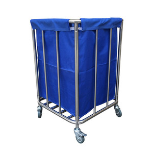 Carro de Basura de Acero Inoxidable 520x520x860mm, Carro de Herramientas Móvil, Carro de Ropa Sucia para Hospital con Ruedas Estándar - Product Image 2