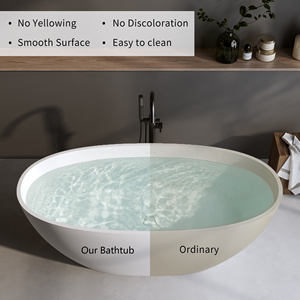 59'' Solid Surface Matte Tub Solid Surface Soaking Tub Acrylic Steel Freestanding Bathtub Modern Bathroom <b>Storage</b> - Product Image 5
