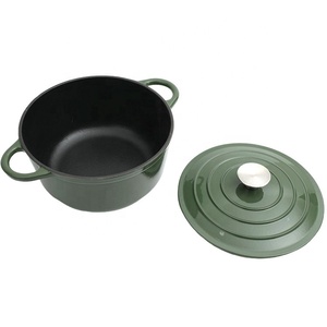 Ensemble de casseroles <span class=keywords><strong>en</strong></span> <span class=keywords><strong>fonte</strong></span> émaillée vert foncé de haute qualité, antiadhésif, pour restaurant, marque Bright Houseware - Product Image 4