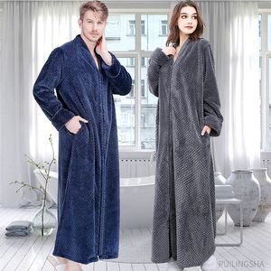 Camisón acolchado con <span class=keywords><strong>cremallera</strong></span> de gran tamaño para Otoño/Invierno para mujeres y hombres, albornoz de terciopelo Coral cálido, camisón para amantes, ropa de dormir - Product Image 3