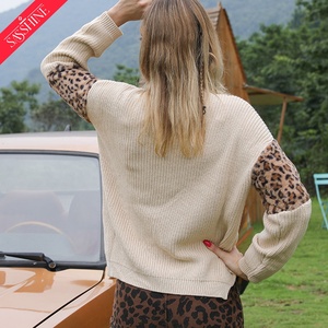 Hot Selling Hochwertige Herbst-und Winter pullover Mode Leopard Plüsch ärmel Pullover Pullover - Product Image 3