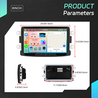 Autoradio Android Podofo 8 pouces 4+64G avec Carplay sans fil, Android Auto, GPS, Wifi, FM, RDS pour Renault/Dacia/Duster/Sandero/Logan/Dokker