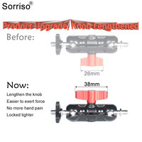 SORRISO Bras Magique en Aluminium à Bouton Long, Support Double Rotule, Super Pince, Accessoires pour Téléphone, Appareil Photo et Éclairage LED