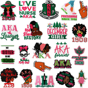 Patchs brodés personnalisés en feutre non tissé thermocollants avec lettres grecques Alpha <span class=keywords><strong>Kappa</strong></span> Alpha pour logos de chapeaux, sacs et vêtements - Product Image 1