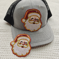 Patchs brodés personnalisés en gros JOY de Noël, motif houx festif, à paillettes et broderie bleue neige, thermocollants et à coudre pour vêtements et chapeaux