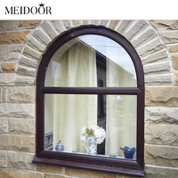 Ventana Moderna de Aluminio con Diseño de Arco y Rejilla, Ventana de Iglesia Personalizada con Rotura Térmica, Ventana Arqueada de Vidrio