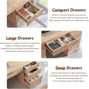 Hiện đại bàn điều hành với lưu trữ gỗ Nhà bàn văn phòng với 5 ngăn kéo & 1 tủ rãnh máy tính bàn viết cho nghiên cứu - Product Image 5