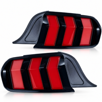 Conjunto de Luces Traseras LED para Ford Mustang 2015-2023, Lámpara Trasera Secuencial de Tres Barras, Negro Brillante, OEM, Posventa, Venta al por Mayor