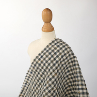 Usine En Gros Personnalisé Vérifier Conception Crêpe Black-Out Fil Teint Tissu 55% Lin 45% Coton Organique Tissé Robe Écologique