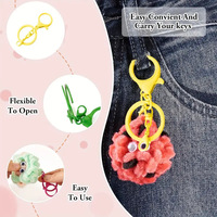 Kleurrijk geschilderde zinklegering kreeftgesp 8-vormige platte ring driedelige set sleutelhanger DIY poppenhangers