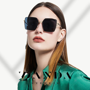 Danda Oversized <b>Square</b> Sunglasses <b>Gold</b> <b>Frame</b> TAC Lens UV400 Protection Women Fashion Eyewear - Product Image 1