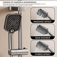 Système de douche thermostatique numérique gris 11,8\" pluie 4,5\" pomme de douche 2-en-1 douche à main bec de baignoire mural combiné robinet de douche