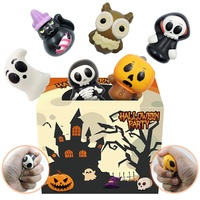 Set de Fiesta Divertido de Halloween: Pelota Blanda de TPR/PU de Rebote Lento, Juguete Antiestrés de Caja Sorpresa con Formas de Fantasma, Calabaza y Taza, Sin Impresión