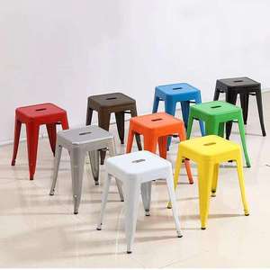 Minimalist Metal Retro Bar <b>Stool</b> Stackable Available Various Colors Eco-Friendly Durable Water Resistant for Home Commercial Use - Product Image 2
