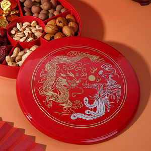 Gowa Chinese Style Round Fruit Plate Multi Layer Compartmentalized Lidded Snack Box For Living Room Decorative Storage - Product Image 1