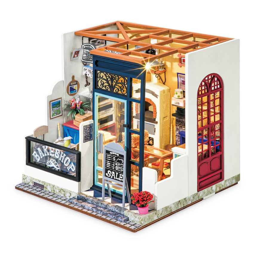 Robotime Rolife Assemble Toys DG143 Nancy's Bake Shop 3D Wooden Puzzle DIY Miniatures Doll House