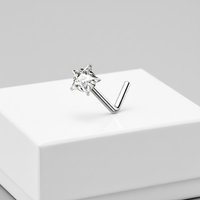 Nouveau design 2026 – Piercing de nez étoile CZ en forme de L, anneau de nez en acier inoxydable, bijoux de corps tendance pour femmes et hommes