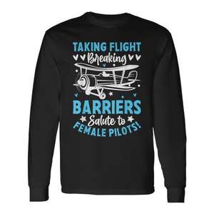 T-shirt à manches longues « Taking Flight Breaking Barriers Salute To Female Pilots » - Product Image 1
