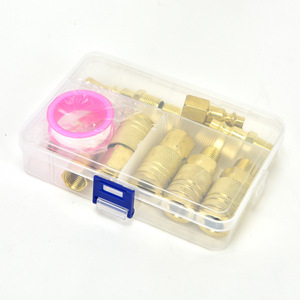 Quick Coupler 15 Piece Set 1/4 Npt Copper Plated Carbon Steel Internal <b>Thread</b> Pneumatic Connectors For Air <b>Tools</b> - Product Image 2