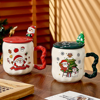 Cadeau de Noël créatif classique dessin animé père noël tasse en céramique avec cuillère pour cadeaux commerce extérieur Souvenir