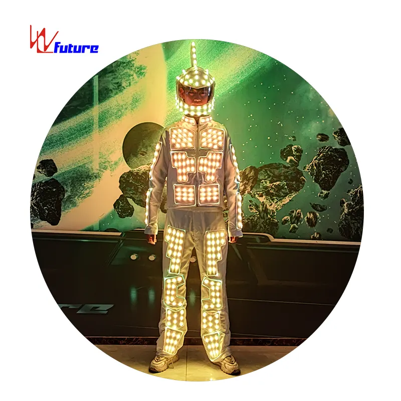 LED-Persönlichkeits-Lumineszenzhelm Raumfahrtanzug fluoreszienter Tanz Bühnenparty Aufführungskostüm