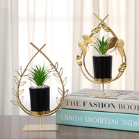 Décorations de plantes en pot de style européen géométrique en fer créatif nordique pour la maison, le salon, le bureau, le cabinet à vin