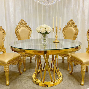 Mesa de Banquete Redonda Decorativa Diseñada para Eventos Comerciales, Mesa de Comedor de Acero Inoxidable Dorado, Mesa para Novios de Boda, Mesa de Hotel - Product Image 2