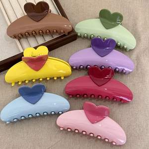 ที่หนีบผมผู้หญิงหรูหราสีสันสดใสขนาด8.5ซม. ที่ติดผมรูปหัวใจสีแดงพลาสติกสำหรับงานปาร์ตี้สำหรับเด็กผู้หญิงและวันวาเลนไทน์ - Product Image 1