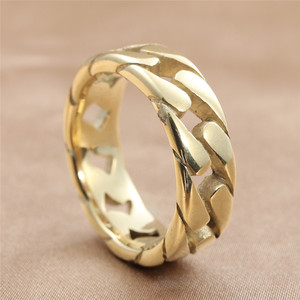<b>Titanium</b> Steel <b>Chain</b> Ring Men's Punk Style Hollow Geometric Fashion Jewelry Gift Silver Black Gold 24065 - Product Image 2