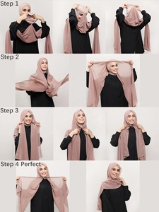 Nouveau <span class=keywords><strong>Hijab</strong></span> Instantané en Chiffon pour Femmes, Tendance Personnalisée, Fluide et Luxueux, avec Sous-voile en Jersey de Coton Intégré à Aimants - Product Image 2