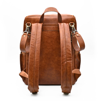 Sac à langer grand format en cuir végétalien écologique pour bébé, fabrication OEM/ODM sous marque privée, sac à dos à langer pour maman, bébé et papa avec tapis à langer