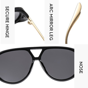 Novo estilo oversized oval sol óculos para homens luxo mulheres logotipo personalizado marca grande quadro moda metal armações uv400 óculos de sol - Product Image 5