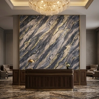 Panneaux muraux décoratifs en PVC imitation marbre pour intérieur, design pierre, panneau UV léger, revêtement mural en feuille