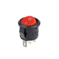 Interrupteur à bascule rond de 16 mm SPST 3 broches marche/arrêt à clipser 3A 250V AC 6A 125V rouge certifié CE CQC pour alimentation des petits appareils électroménagers